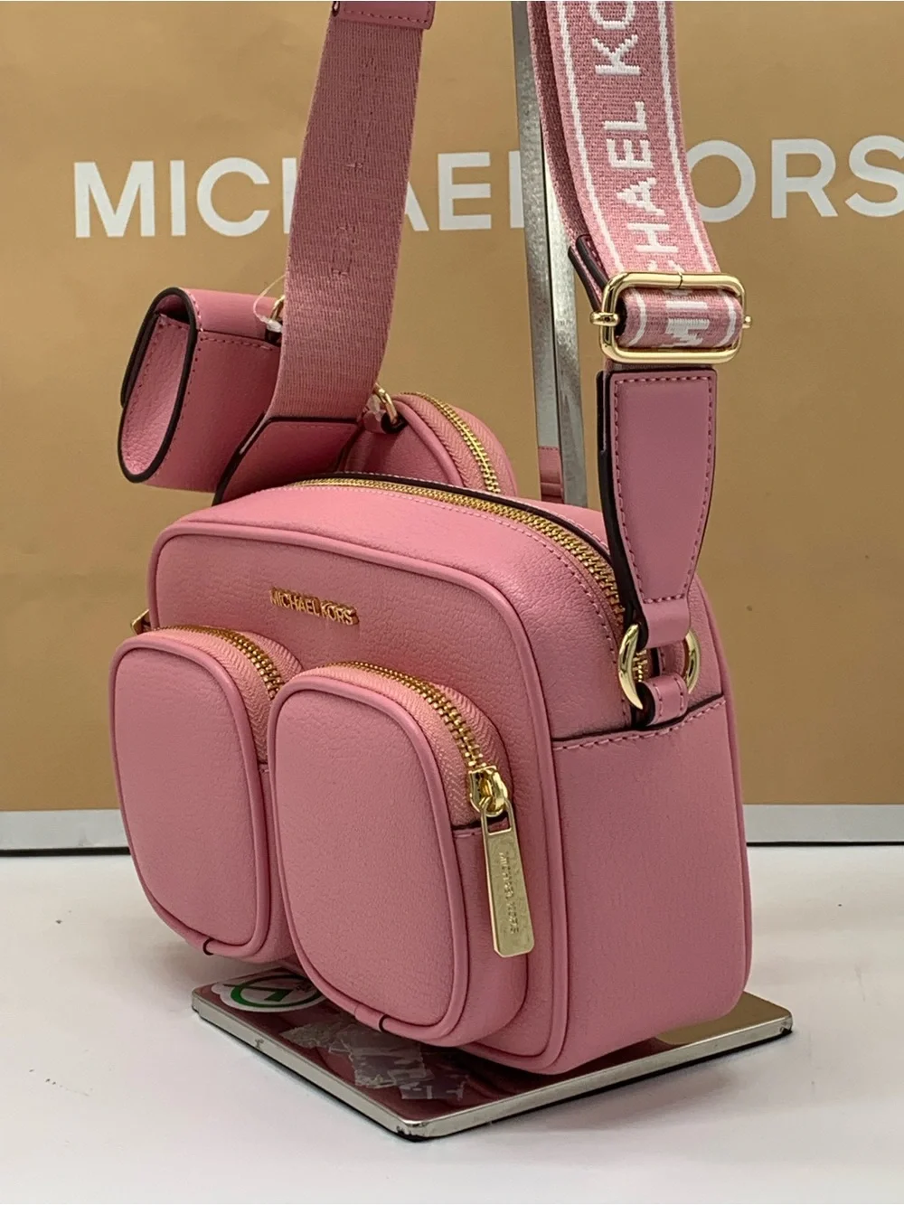 Michael Kors Carnation Pebbled Leather Crossbody